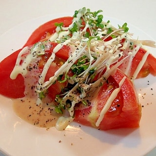 ごまわさびドレ＆マヨで　トマトとスプラウトのサラダ